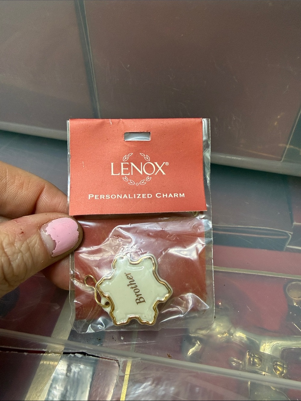 Lenox White and Gold Star-Shaped 'Brother' Personalized Charm - 9